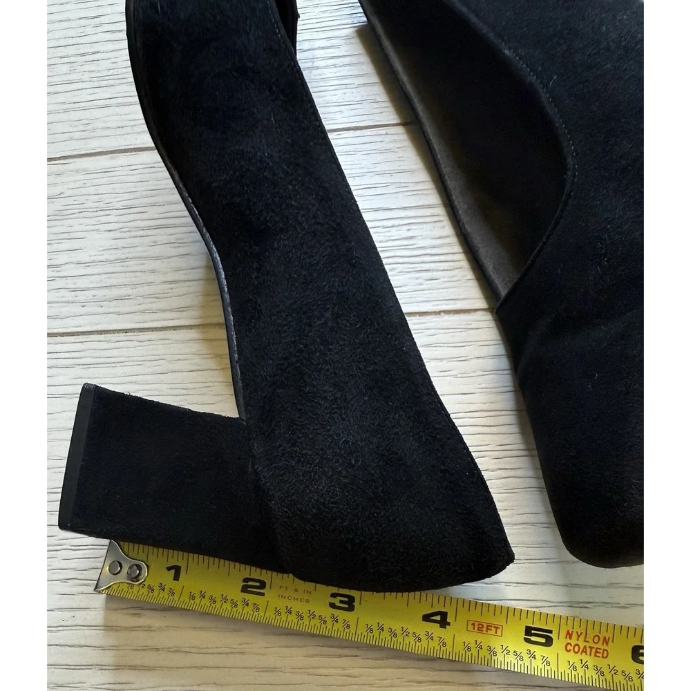 Stuart Weitzman VTG‎ 9 AA Blk Suede Block Heels Square Toe 2.5